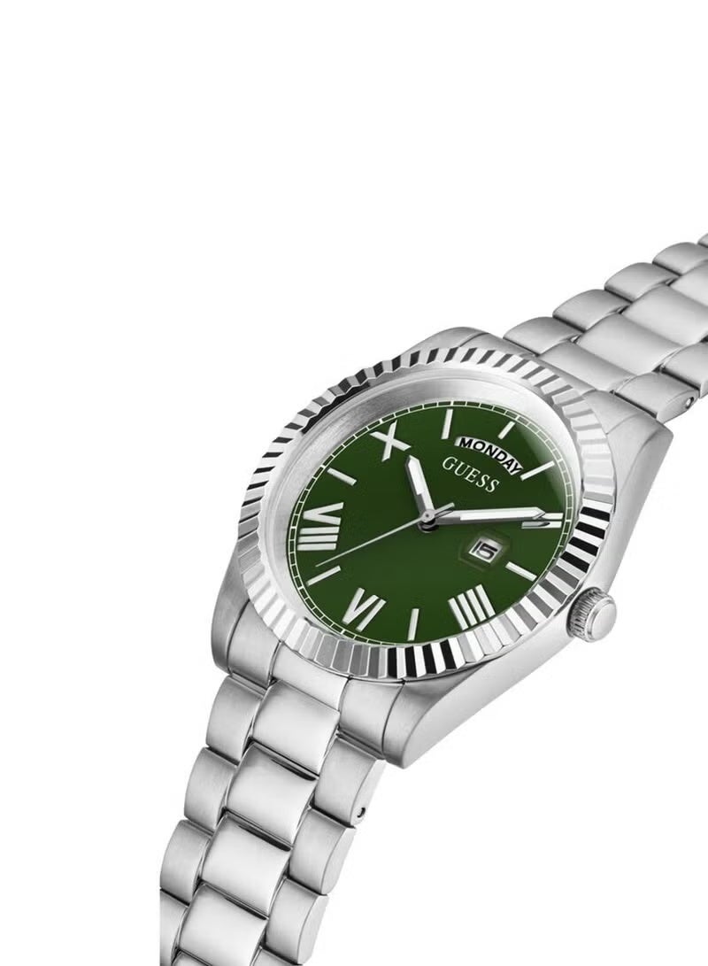 GUESS Men's Green Dial Silver Tone Case Quartz Watch GW0265G10 - 42mm - Image 2